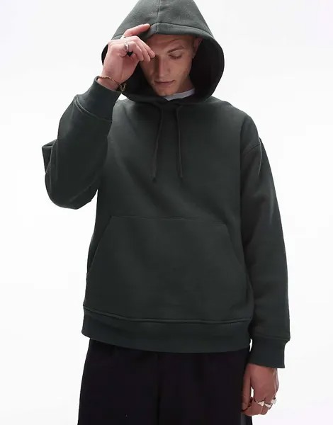 Topman – темно-зеленая свободная толстовка с капюшоном