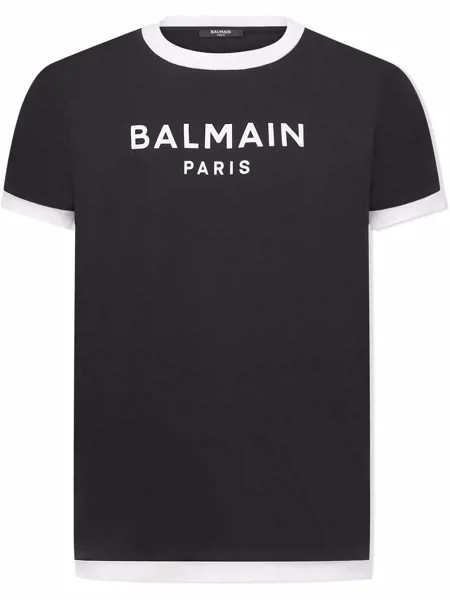 Balmain Kids футболка с контрастной отделкой и логотипом