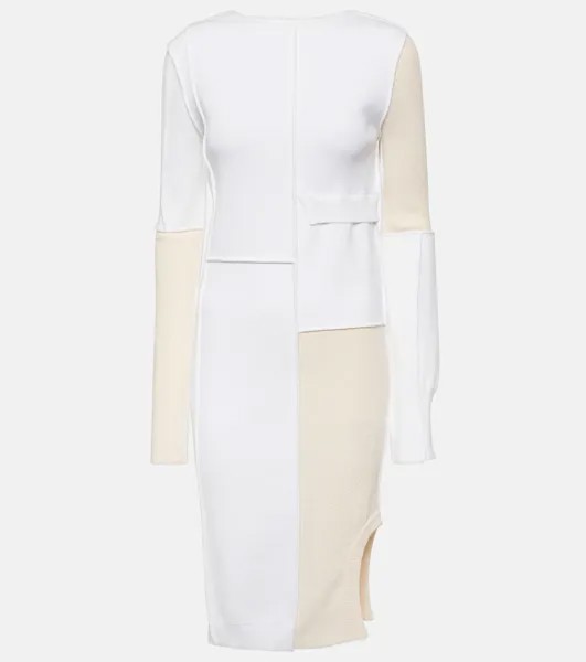 Платье миди в стиле пэчворк Mm6 Maison Margiela, белый