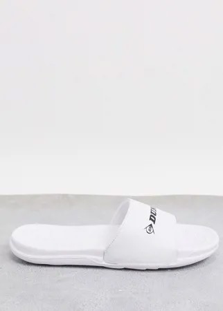 Белые шлепанцы с логотипом Dunlop-Белый