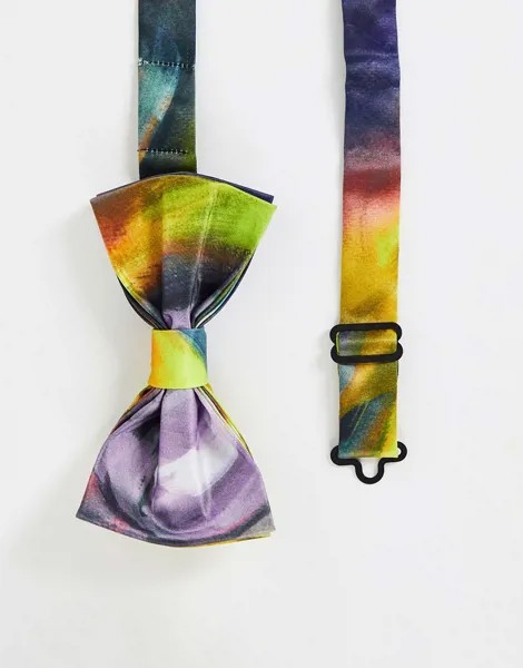 Атласный галстук-бабочка с акварельным принтом Devil's Advocate-Разноцветный