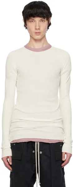Бело-белый свитер в рубчик Rick Owens, цвет Milk
