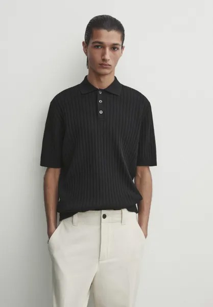 Рубашка-поло SHORT SLEEVE Massimo Dutti, цвет black