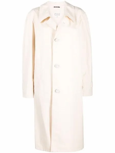 Maison Margiela однобортное пальто миди, нейтральный цвет