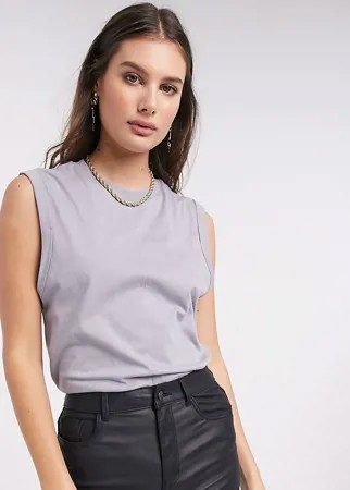 Серая oversized-майка с отворотами на рукавах ASOS DESIGN Tall-Серый