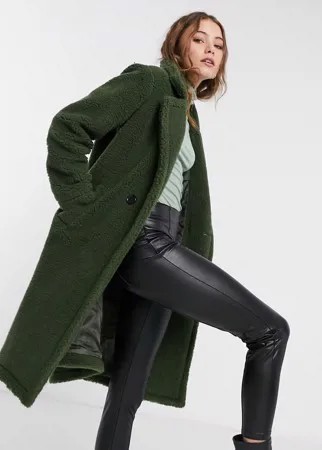 Плюшевое пальто цвета хаки Liquorish-Зеленый