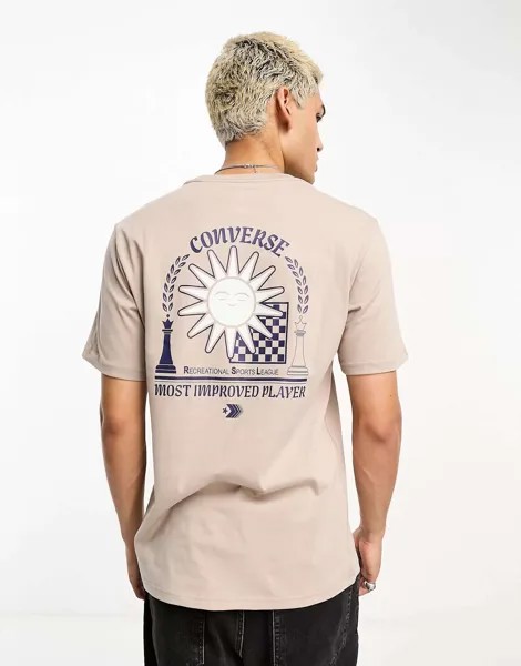 Серая футболка Converse с принтом на спине
