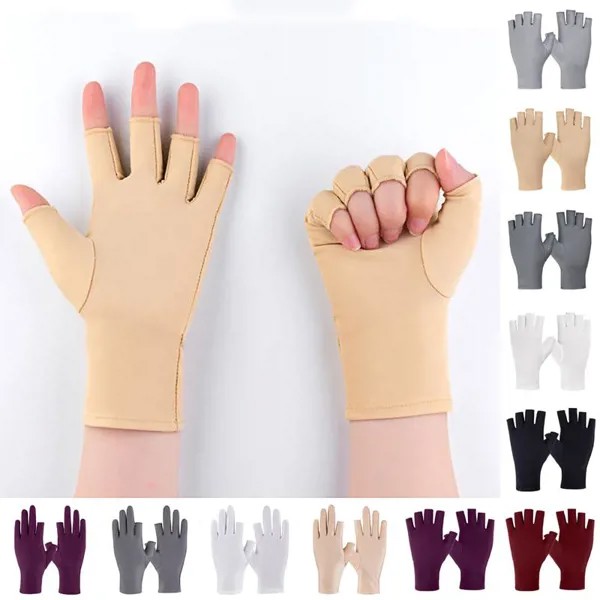 Женщины Половина пальцев Перчатки Лето Дышащий Тонкий Полу-Палец Солнцезащитный крем Анти-УФ Перчатки для вождения