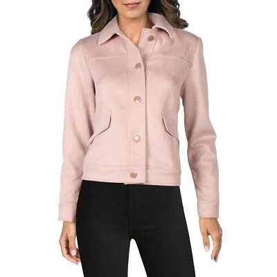 Anne Klein Женская розовая куртка-рубашка из искусственной замши с длинными рукавами и пальто XL BHFO 4837