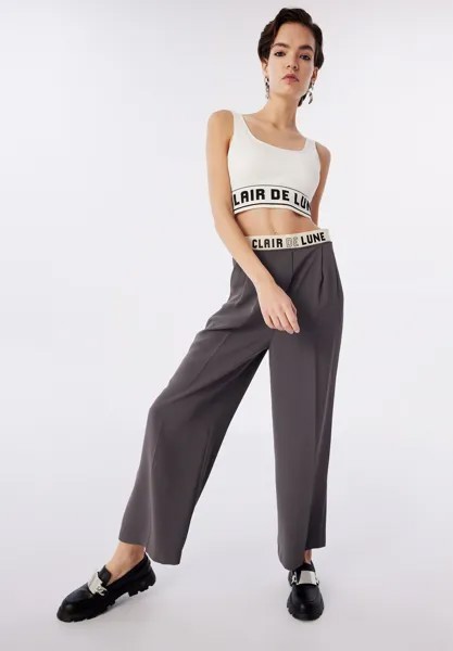 Брюки Wide Leg Fit With Slogan Twist, серый