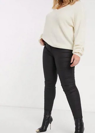 Черные вощеные джинсы скинни River Island Plus-Черный цвет
