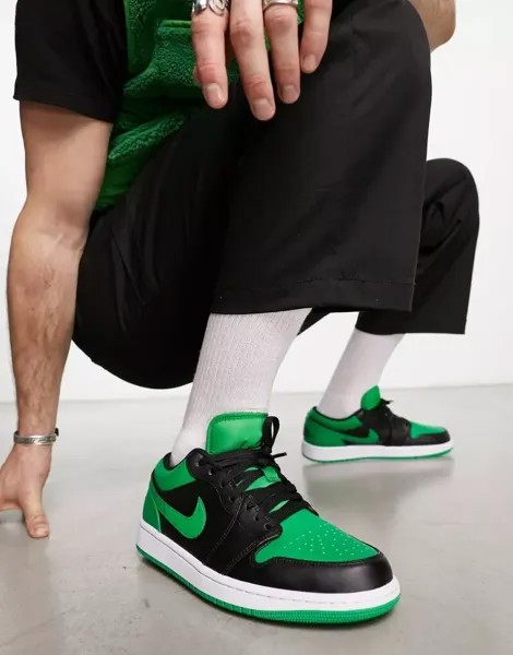 Зеленые и черные кроссовки Jordan AJ 1 Low