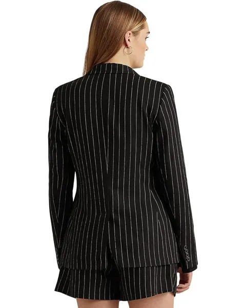 Блейзер LAUREN Ralph Lauren Pinstripe Linen-Blend Twill Blazer, цвет Black/Cream