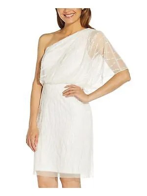 ADRIANNA PAPELL Женское белое платье-блузон с короткими рукавами выше колена на подкладке 4