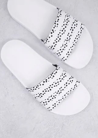 Белые шлепанцы с принтом в черный горошек adidas Originals Adilette-Белый