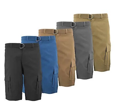 Мужские эластичные хлопковые универсальные карманы-карго повседневные классические шорты с поясом