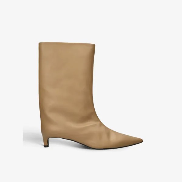 Кожаные ботильоны на каблуке Half Boot Jil Sander, хаки