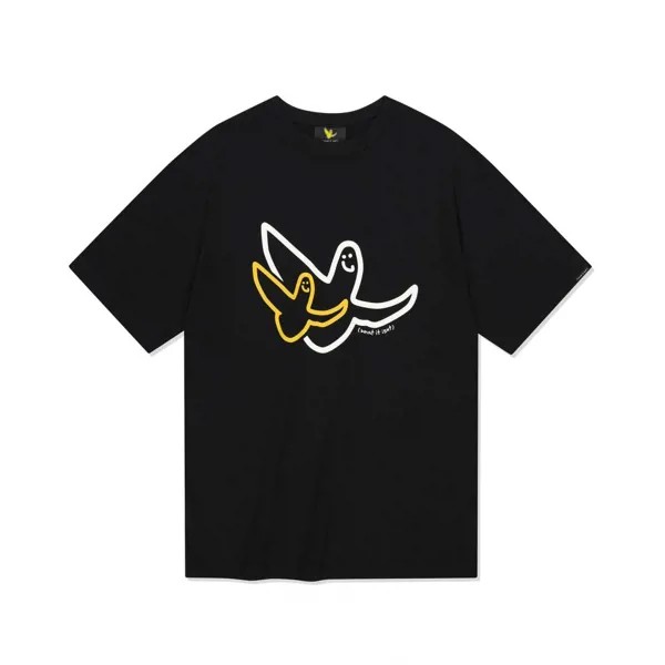 WHATITISNT  Double Angel Big Logo Short Sleeve T-shirt Black