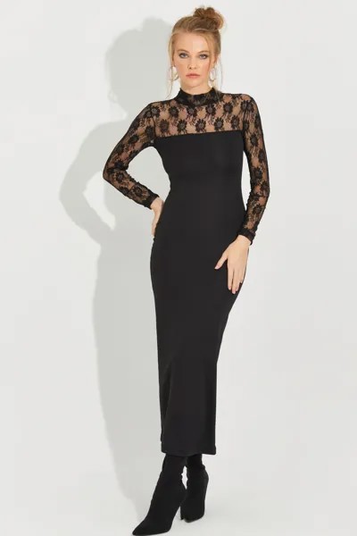 Женское черное кружевное платье макси EY2595 Cool & Sexy, черный
