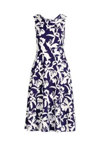Коктейльное платье с цветочным принтом Vera Mont, цвет Dark Blue White