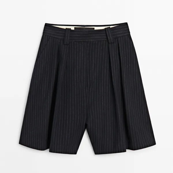 Шорты Massimo Dutti Pinstriped Bermuda - Studio, темно-синий