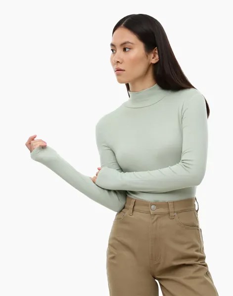 Водолазка женская Gloria Jeans GKT016474 зеленая XS
