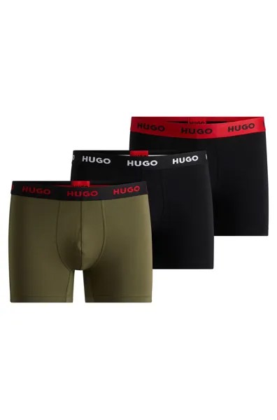 Комплект боксеров Hugo Three-pack Of Stretch-cotton Briefs With Logo, 3 предмета, мультиколор
