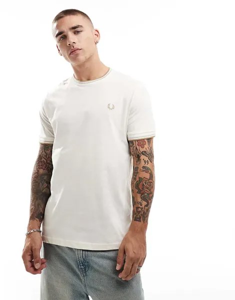 Fred Perry – кремово-белая футболка с двойной окантовкой