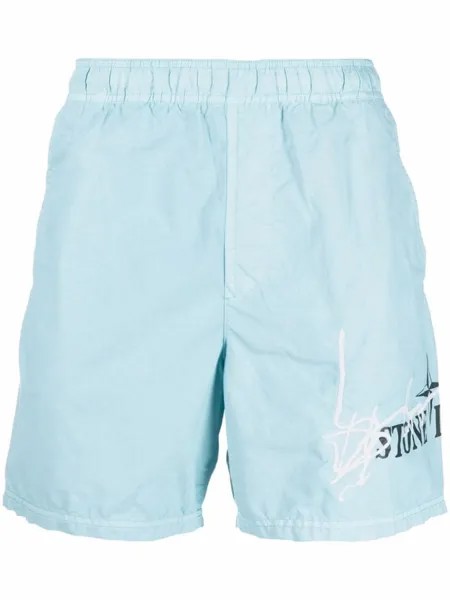 Stone Island плавки-шорты с логотипом, синий