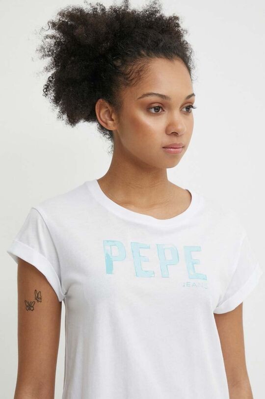 Хлопковая футболка JANET Pepe Jeans, белый