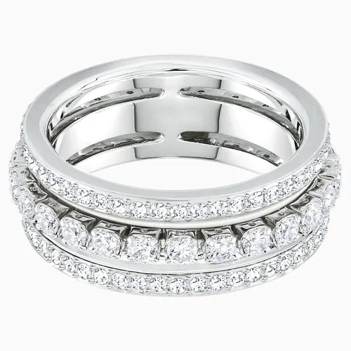 Кольцо помолвочное SWAROVSKI, нержавеющая сталь, родирование, кристаллы Swarovski, размер 14, серебряный