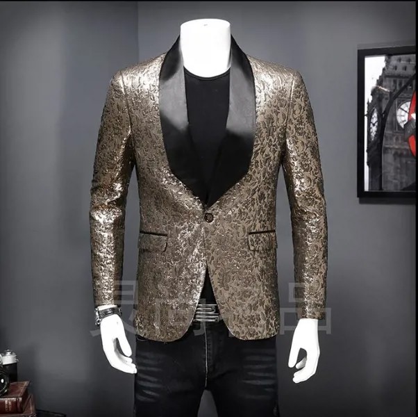 Персонализированные блёстки куртка для мужчин Золотой Блейзер masculino slim fit casaco jaqueta masculina модное пальто мужские костюмы осень плюс размер