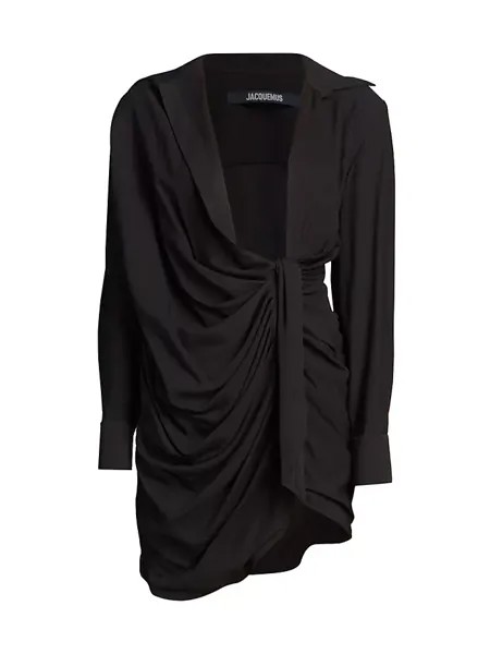 Асимметричное мини-платье Bahia с драпировкой Jacquemus, черный