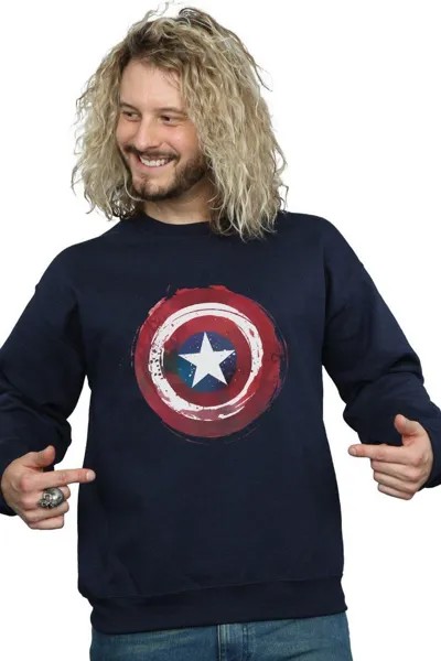 Толстовка с изображением щита «Капитан Америка» Marvel, темно-синий