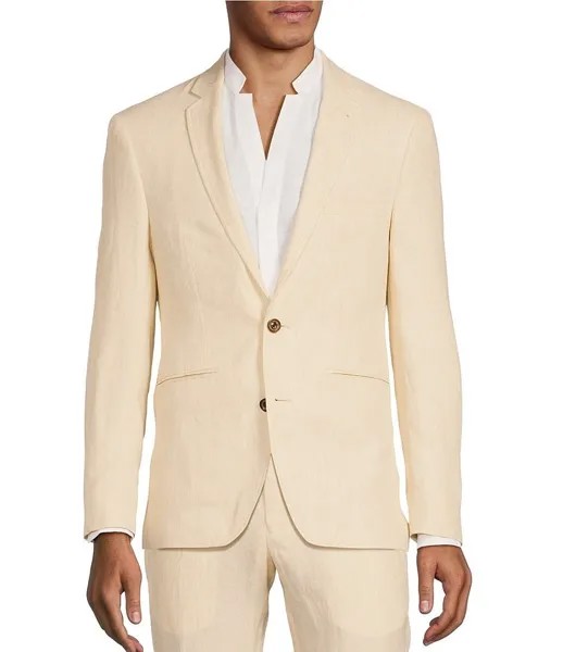 Murano Baird McNutt Однотонный льняной костюм приталенного кроя с раздельным пиджаком Big & Tall, бежевый