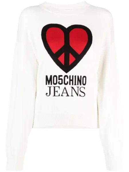 MOSCHINO JEANS джемпер вязки интарсия, белый