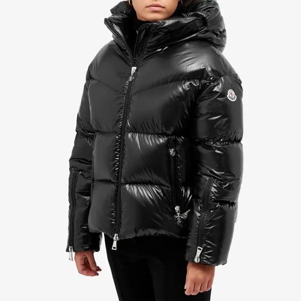 Moncler Huppe Утепленная куртка с логотипом на воротнике, черный