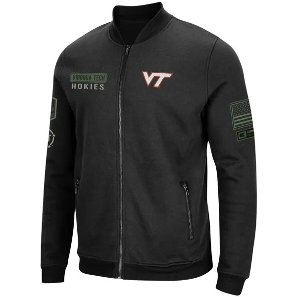 Мужская черная высокоскоростная куртка-бомбер с молнией во всю длину Virginia Tech Hokies OHT Military Appreciation Colosseum
