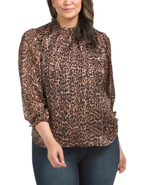 Плюс атласная блузка Anne Klein, кофе