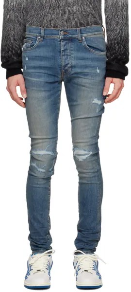 Синие джинсы MX1 с потертостями Amiri