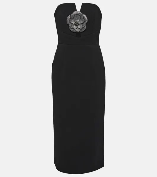 Платье миди из крепа yvonne с цветочной аппликацией Rebecca Vallance, черный