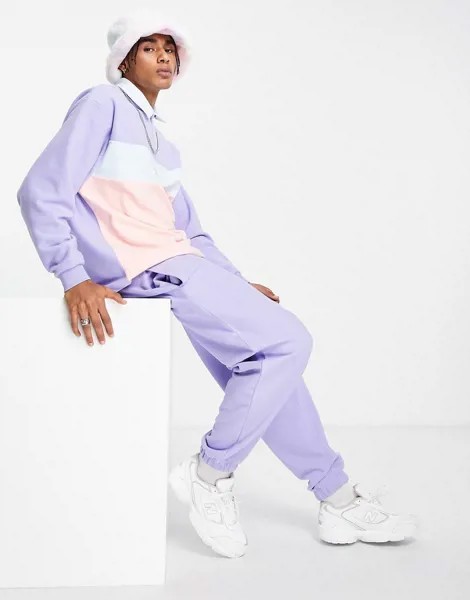 Флисовые oversized-джоггеры свободного кроя от комплекта в стиле колор блок пастельных тонов ASOS DESIGN-Разноцветный