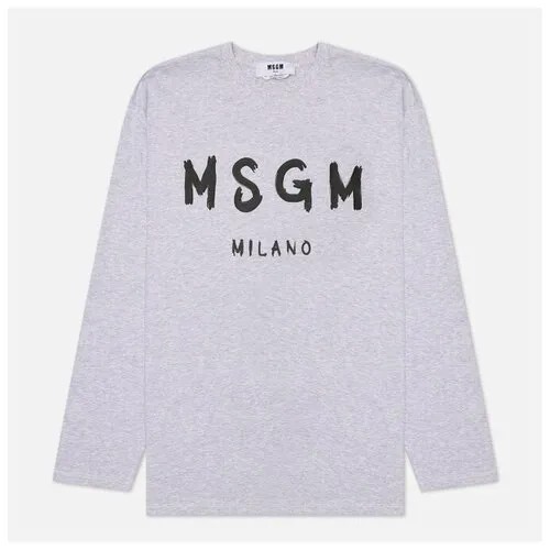 Мужской лонгслив MSGM MSGM Milano Logo серый, Размер S