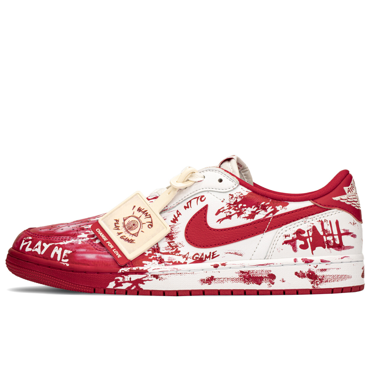 Кроссовки Air Jordan 1 Vintage Basketball Shoes Unisex Low-top White/red, белый/красный