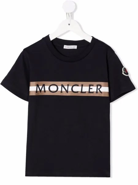 Moncler Enfant футболка с вышитым логотипом