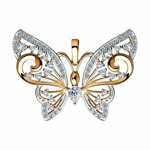 Подвеска GOLD CENTER, красное золото, 585 проба, фианит