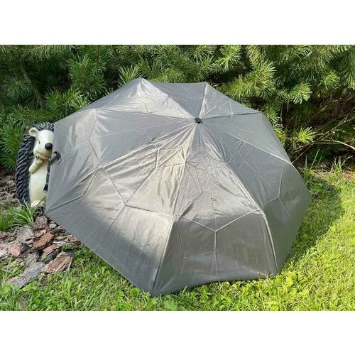 Зонт механика, 2 сложения, купол 85 см., 8 спиц, чехол в комплекте, для женщин, серый