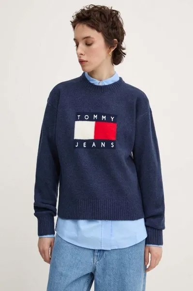 Свитер из смесовой шерсти Tommy Jeans, темно-синий