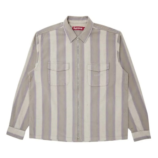 Рубашка Supreme Stripe Flannel Zip Up 'Grey', серый