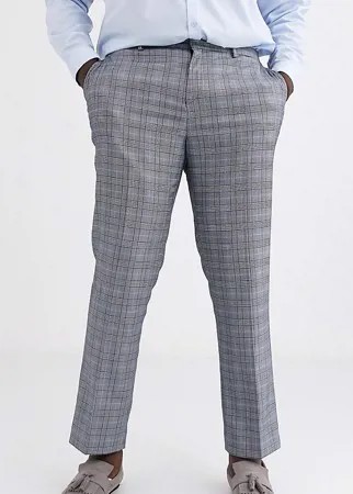 Серые брюки классического кроя в клетку Jacamo-Серый